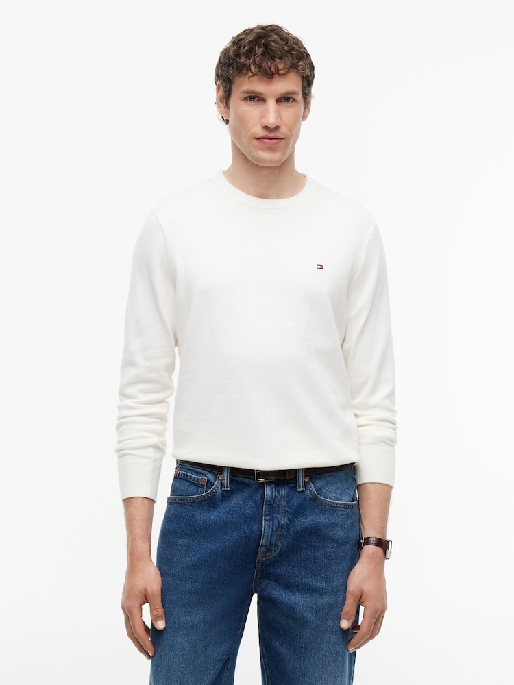 Tommy Hilfiger Cream Crew Neck Jumper With Cashmere - Image 1 of 6