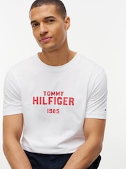 Tommy Hilfiger White Contrast Logo Crew Neck Jersey T-Shirt - Image 3 of 6