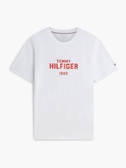 Tommy Hilfiger White Contrast Logo Crew Neck Jersey T-Shirt - Image 5 of 6