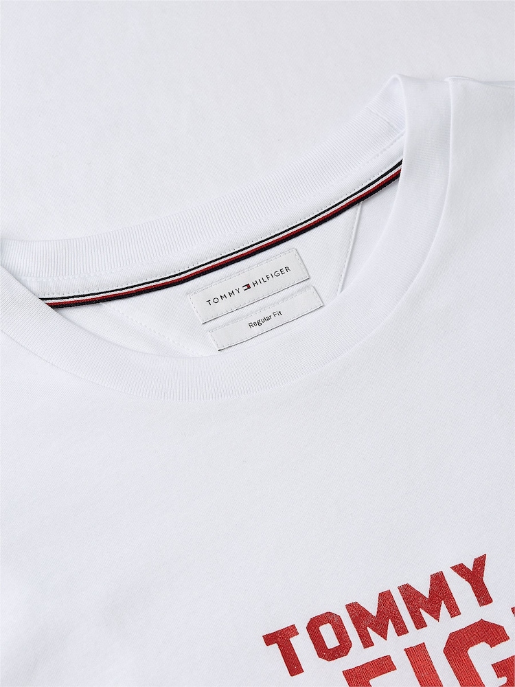 Tommy Hilfiger White Contrast Logo Crew Neck Jersey T-Shirt - Image 6 of 6 Tommy Hilfiger White Contrast Logo Crew Neck Jersey T-Shirt - Image 6 of 6