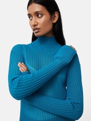 Jigsaw Blue Fluted Cuff Plisse Knit Top - Image 6 of 6