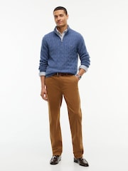 Tommy Hilfiger Blue Pure Lambswool Cable Knit Quarter Zip Jumper - Image 2 of 6