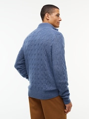 Tommy Hilfiger Blue Pure Lambswool Cable Knit Quarter Zip Jumper - Image 4 of 6