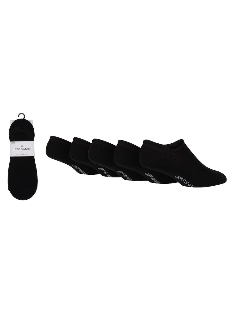 Jeff Banks Black Super Low Cut Shoe Liners Socks 5 Pack - Image 1 of 6