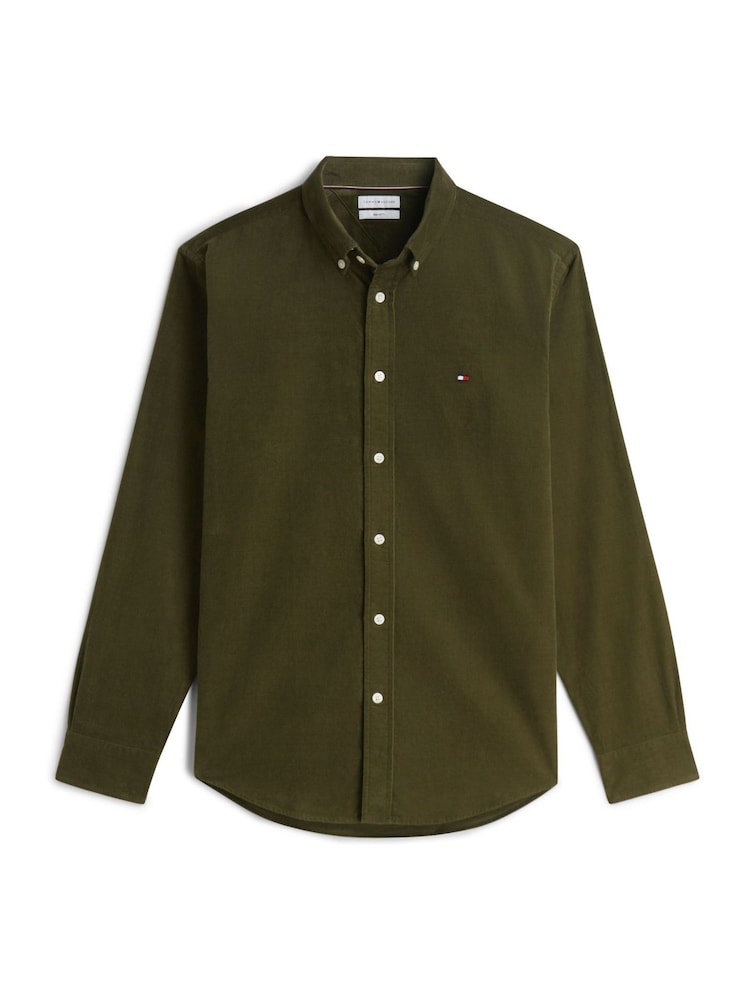 Tommy Hilfiger Green Regular Fit Fine Corduroy Shirt - Image 5 of 5 Tommy Hilfiger Green Regular Fit Fine Corduroy Shirt - Image 5 of 5