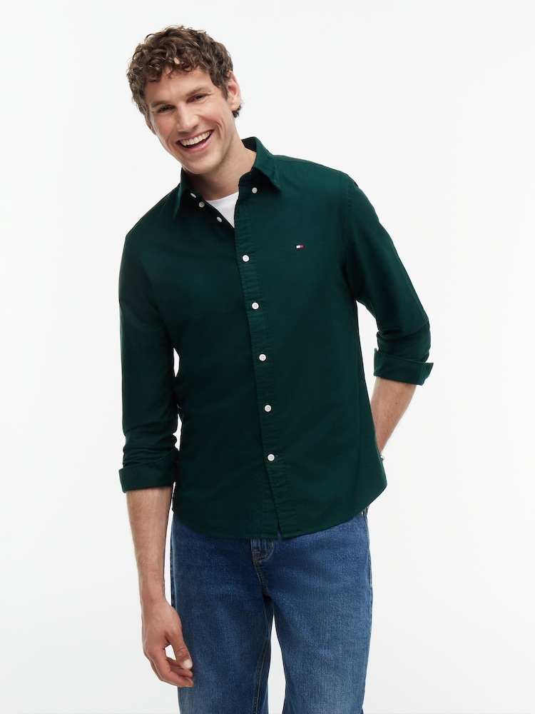 Tommy Hilfiger Green Regular Fit Button Down Oxford Shirt - Image 1 of 5