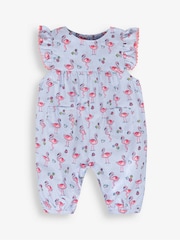 JoJo Maman Bébé Blue Flamingo Print Pretty Sunsuit - Image 1 of 2