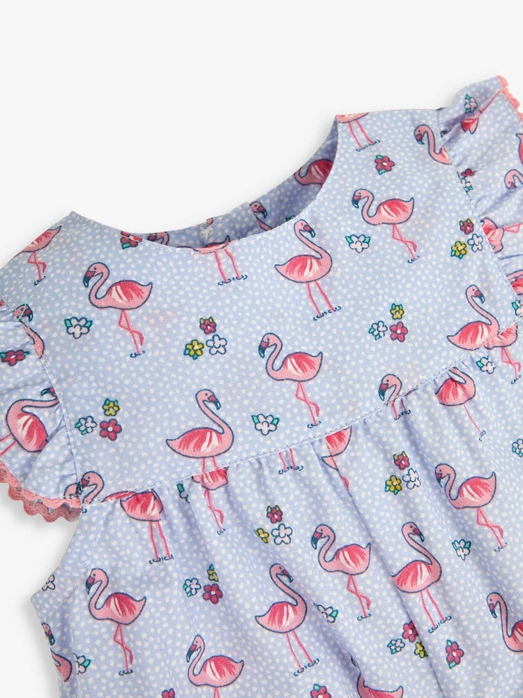JoJo Maman Bébé Blue Flamingo Print Pretty Sunsuit - Image 2 of 2