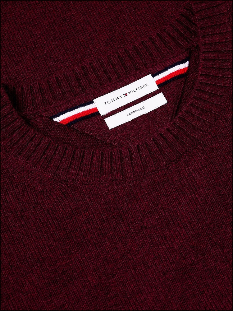 Бургундский - Джемпер из овечьей шерсти с круглым вырезом Tommy Hilfiger - Изображение 6 6