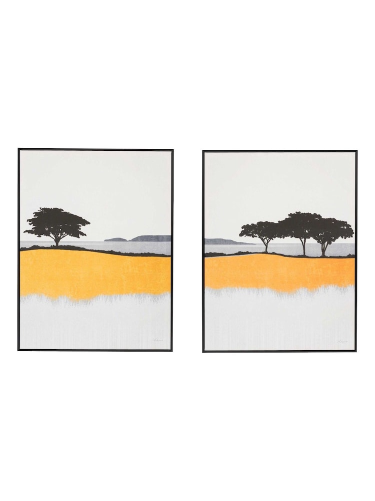 Gallery Home Yellow Bayview Framed Canvas Set of 2 - Image 1 of 5 Gallery Home Yellow Bayview Framed Canvas Set of 2 - Image 1 of 5