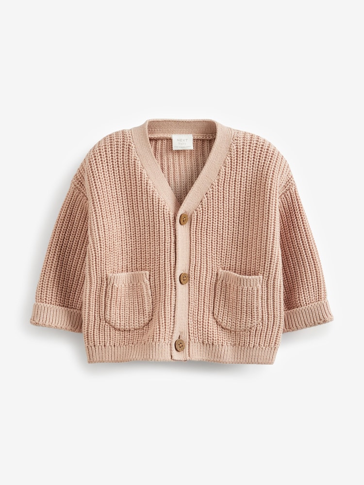 Pink Baby Knitted Cardigan (0-18mths) - Image 1 of 3 Pink Baby Knitted Cardigan (0-18mths) - Image 1 of 3