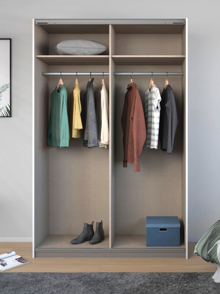 Rauch Grey 1.3m Sliding Courtney Glass Semi Fitted Wardrobe - Image 2 of 4