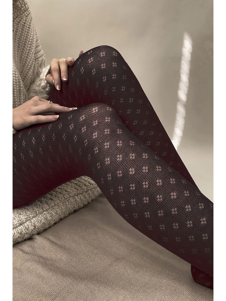 Pretty Polly 2 Pack Small Diamond Flower Black Tights - Image 1 of 5 Pretty Polly 2 Pack Small Diamond Flower Black Tights - Image 1 of 5