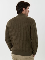 Saltwell Cable Knit Cotton Funnel Neck Quarter Zip Jumper - Bild 2 von 5