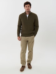 Saltwell Cable Knit Cotton Funnel Neck Quarter Zip Jumper - Bild 3 von 5