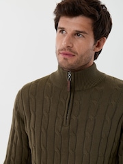 Saltwell Cable Knit Cotton Funnel Neck Quarter Zip Jumper - Bild 4 von 5