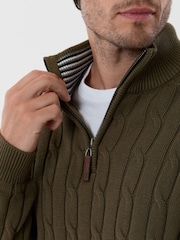 Saltwell Cable Knit Cotton Funnel Neck Quarter Zip Jumper - Bild 5 von 5