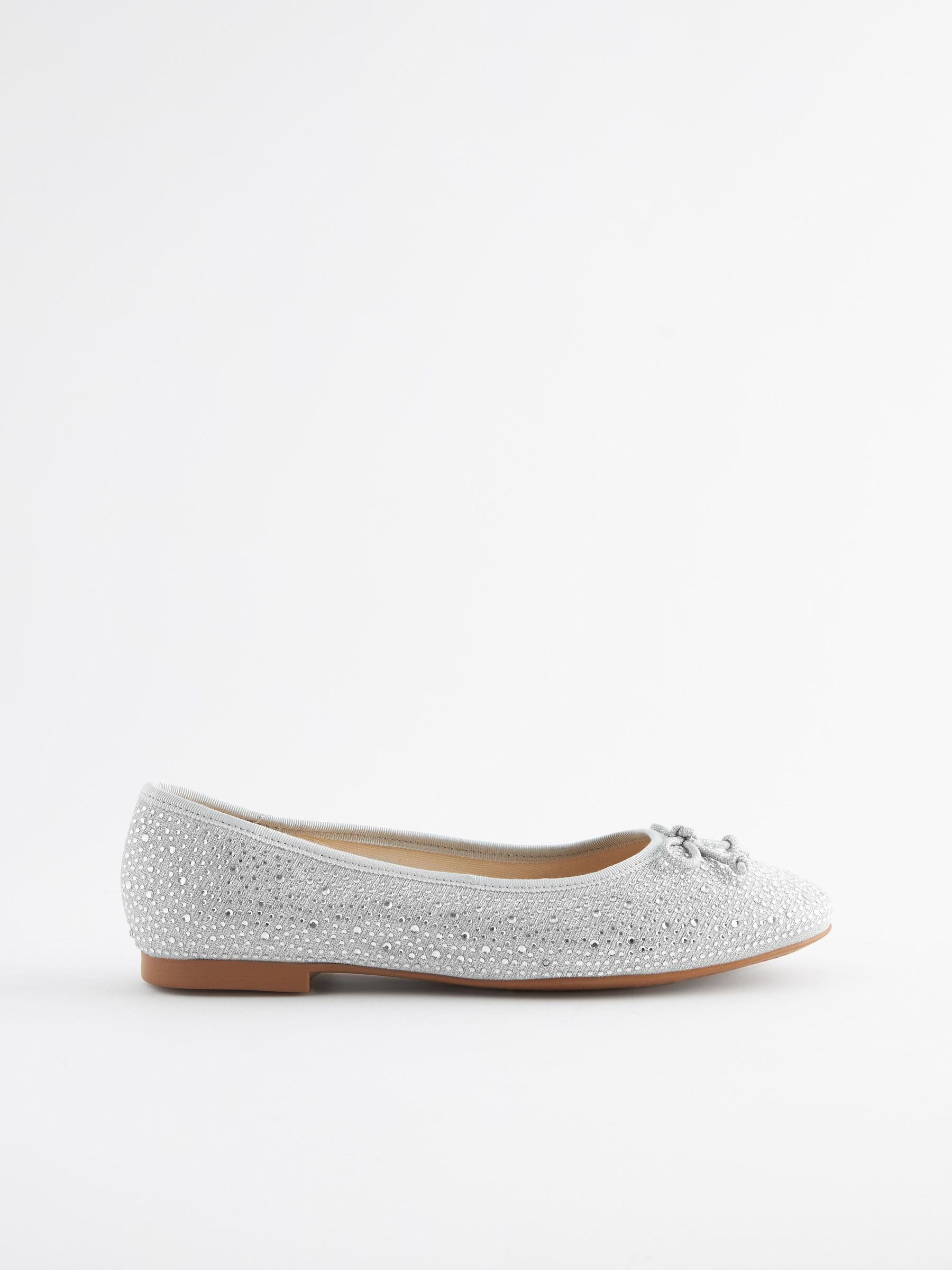 Silver flat shoes wide fit on sale