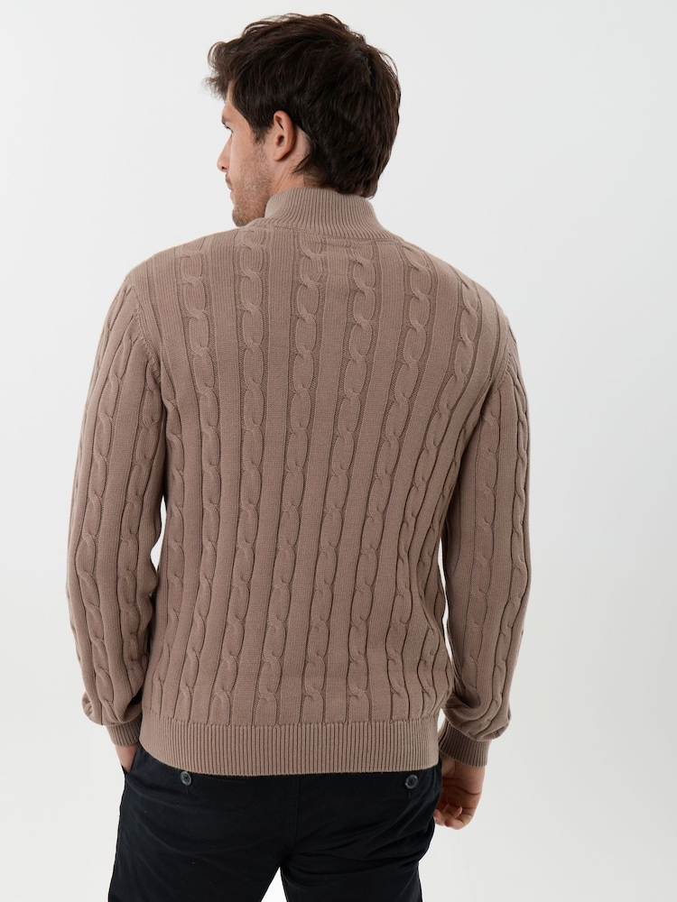 Saltwell Cable Knit Cotton Funnel Neck Quarter Zip Jumper - תמונה 2 מתוך 5 Saltwell Cable Knit Cotton Funnel Neck Quarter Zip Jumper - תמונה 2 מתוך 5
