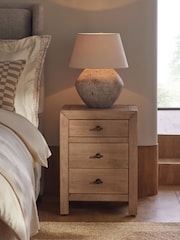 Dark Natural Chandler N. Premium Solid Mango Wood 3 Drawer Bedside Table - Image 2 of 9