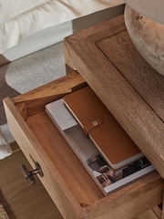Dark Natural Chandler N. Premium Solid Mango Wood 3 Drawer Bedside Table - Image 3 of 9