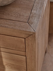 Dark Natural Chandler N. Premium Solid Mango Wood 3 Drawer Bedside Table - Image 4 of 9