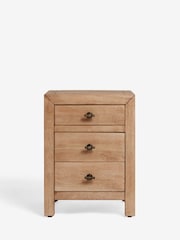Dark Natural Chandler N. Premium Solid Mango Wood 3 Drawer Bedside Table - Image 6 of 9