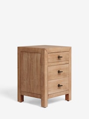 Dark Natural Chandler N. Premium Solid Mango Wood 3 Drawer Bedside Table - Image 7 of 9