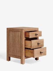 Dark Natural Chandler N. Premium Solid Mango Wood 3 Drawer Bedside Table - Image 8 of 9