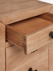 Dark Natural Chandler N. Premium Solid Mango Wood 3 Drawer Bedside Table - Image 9 of 9