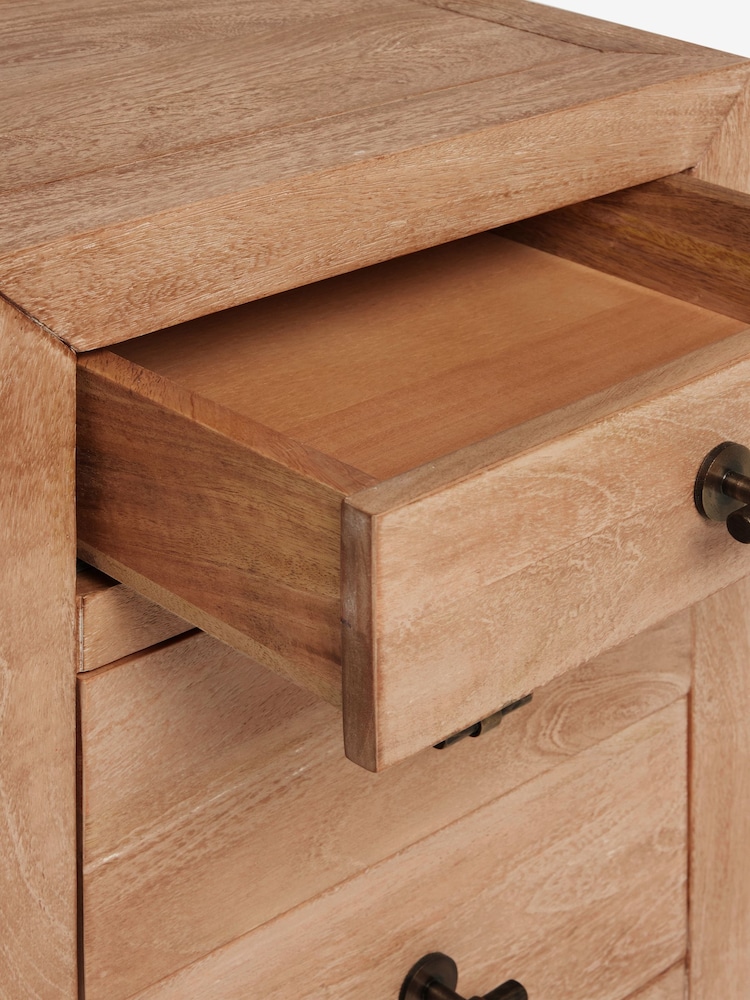 Dark Natural Chandler N. Premium Solid Mango Wood 3 Drawer Bedside Table - Image 9 of 9