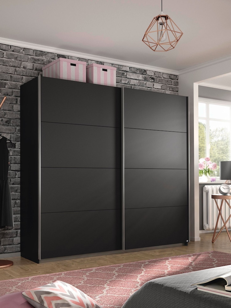 Rauch Dark Grey 1.8m Sliding Cameron Wood Sliding Semi Fitted Wardrobe - Image 1 of 5