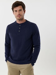 Saltwell Blue Cotton Sleeved Grandad Collar Top - Image 1 of 5