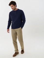 Saltwell Blue Cotton Sleeved Grandad Collar Top - Image 3 of 5