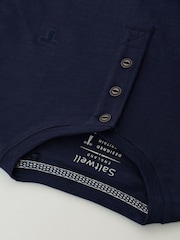 Saltwell Blue Cotton Sleeved Grandad Collar Top - Image 5 of 5