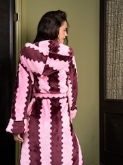 Jim Jam the Label Burgundy Stripe Dressing Gown - Larawan 6 ng 6