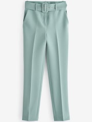Grey Smart Belted Taper Leg Trousers - Image 1 of 2
