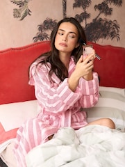 Jim Jam the Label Pink Textured Stripe Dressing Gown - Image 2 of 6
