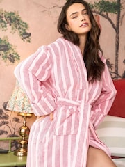 Jim Jam the Label Pink Textured Stripe Dressing Gown - Image 6 of 6