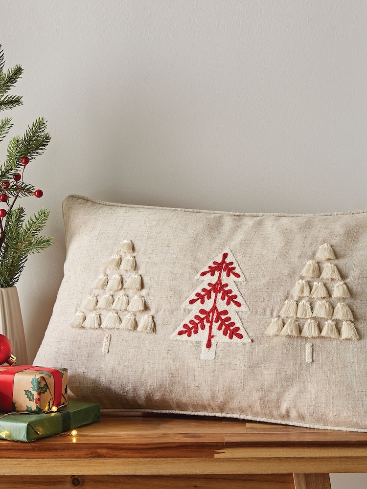 Catherine Lansfield Natural Tufted Christmas Tree Cushion - Image 1 of 3
