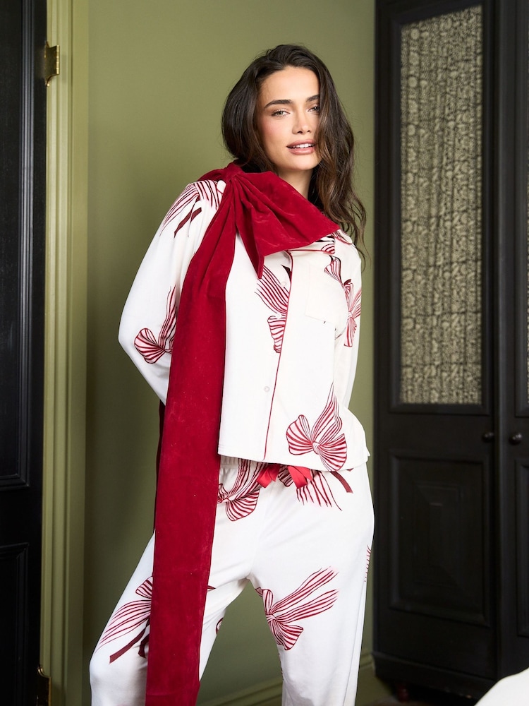Jim Jam the Label Cream Bow Print Pyjamas - Image 5 of 5 Jim Jam the Label Cream Bow Print Pyjamas - Image 5 of 5