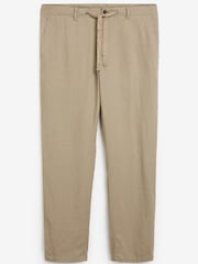 Stone Brown Linen Blend Drawstring Trousers - Image 4 of 4