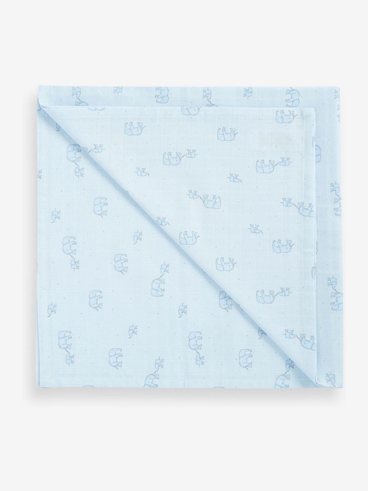 Modra s slončki - 100% bombaž Muslin dojenček Krpe 4 komplet - Slika 2 iz 5 Modra s slončki - 100% bombaž Muslin dojenček Krpe 4 komplet - Slika 2 iz 5