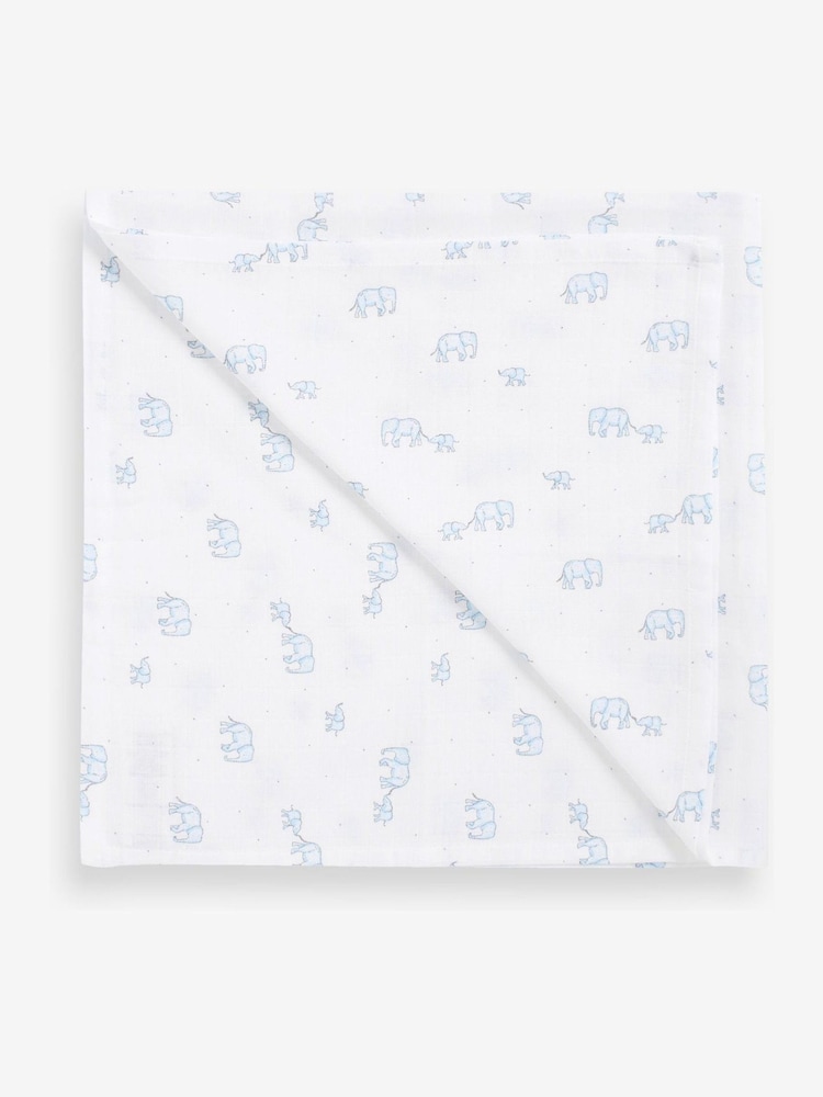 Modra s slončki - 100% bombaž Muslin dojenček Krpe 4 komplet - Slika 5 iz 5 Modra s slončki - 100% bombaž Muslin dojenček Krpe 4 komplet - Slika 5 iz 5