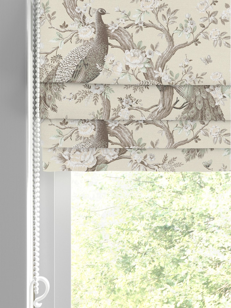 Laura Ashley Natural Belvedere Soft Truffle Made to Measure Roman Blind - Image 2 of 6