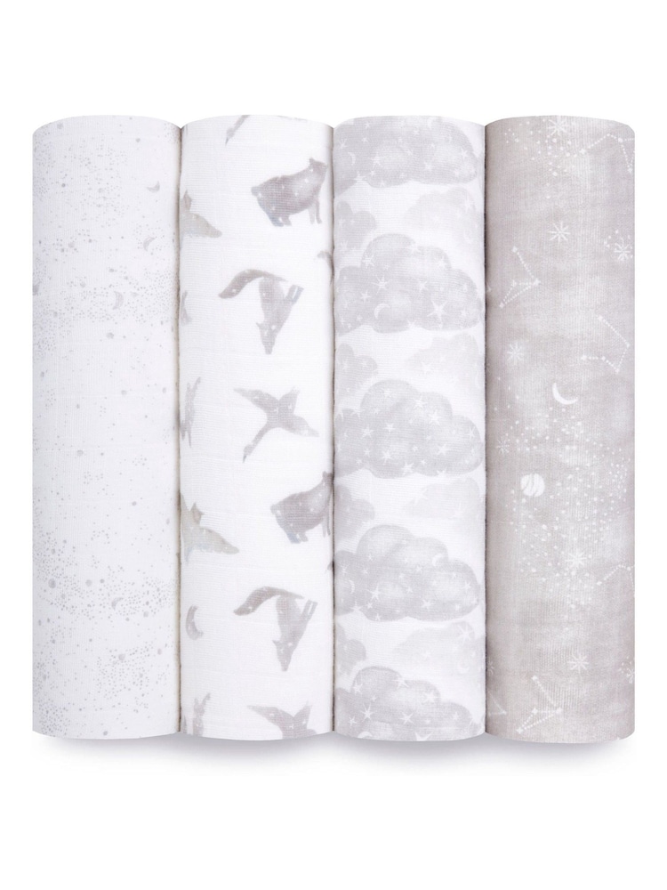 aden + anais White Organic Cotton Muslin Blankets 4 Pack - Image 1 of 6