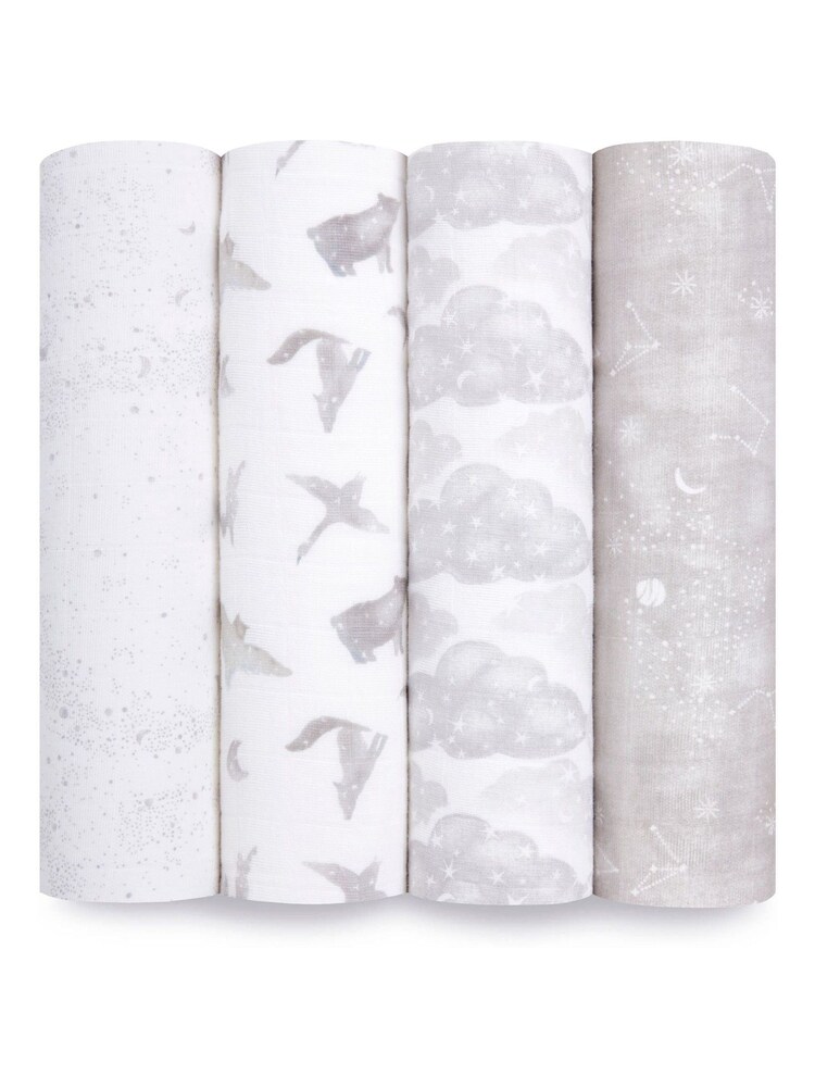aden + anais White Organic Cotton Muslin Blankets 4 Pack - Image 1 of 6 aden + anais White Organic Cotton Muslin Blankets 4 Pack - Image 1 of 6
