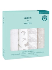aden + anais White Organic Cotton Muslin Blankets 4 Pack - Image 2 of 6