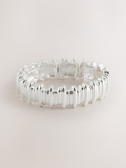 Silver Tone Ridged Stretch Bracelet - Image 1 of 3
