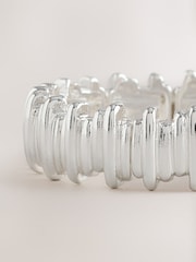 Silver Tone Ridged Stretch Bracelet - Image 2 of 3